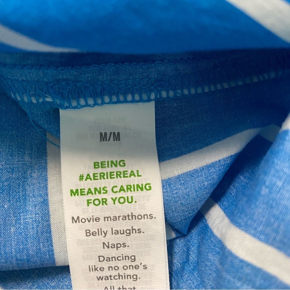 Aerie Blue and White Striped Shirt M - Picture 8 of 13